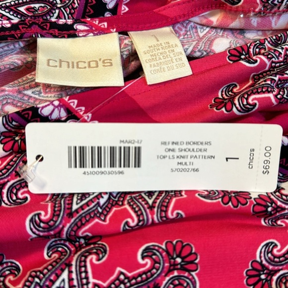 Chicos New with Tags One Shoulder Top Size 1 - Picture 9 of 9